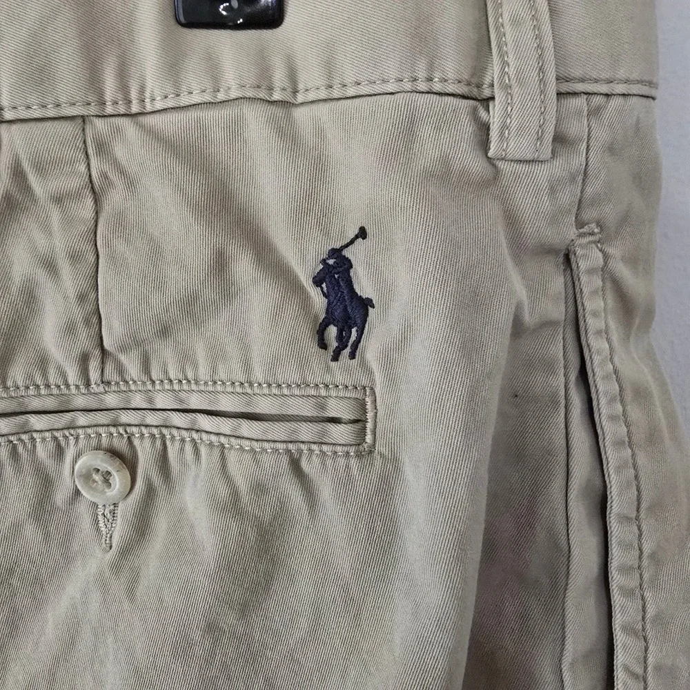 Polo Ralph Lauren Tyler Short Mens 40 Tan Khaki Pleated Chino Cotton Shorts 0636